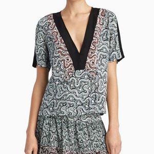 A.L.C. Black and White Patterned Blouse